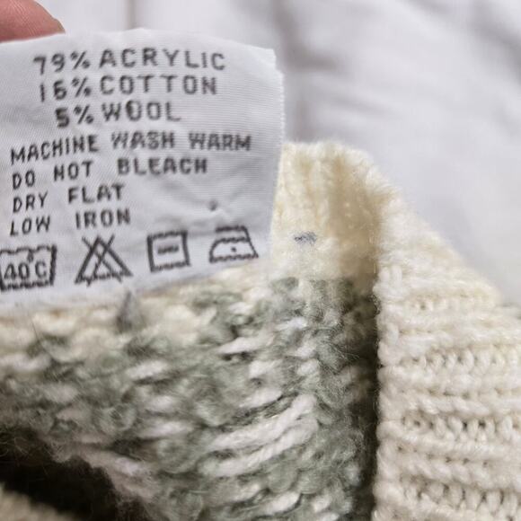 D.D. Sloane Womens Vintage Fair Isle Cardigan Sweater M Wool Grannycore Pastel - Picture 9 of 11